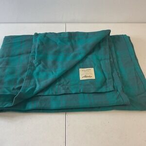 FILSON Alaska Airlines First Class Amenity Green Blue Plaid Wool Throw Blanket